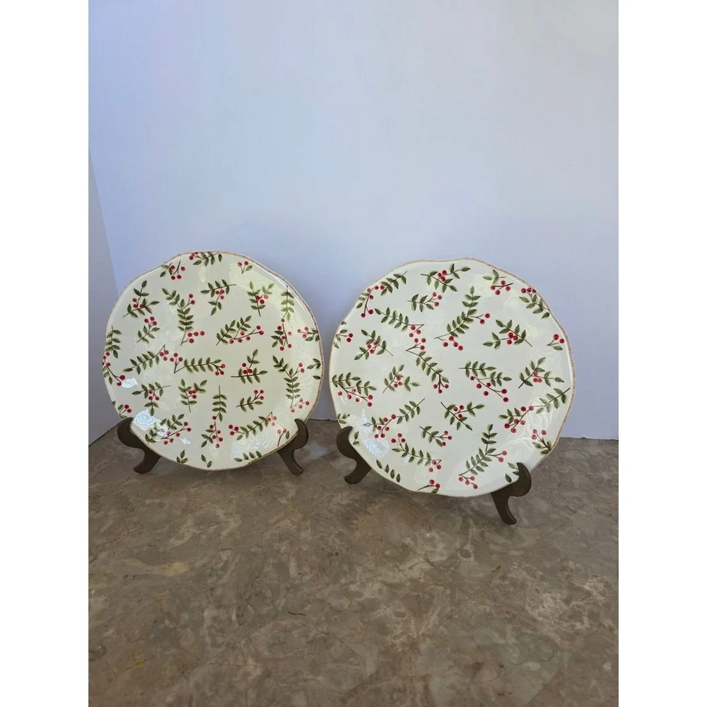 Set of 3 Scalloped‎ Berry Leaf Plates Decorative Dishware